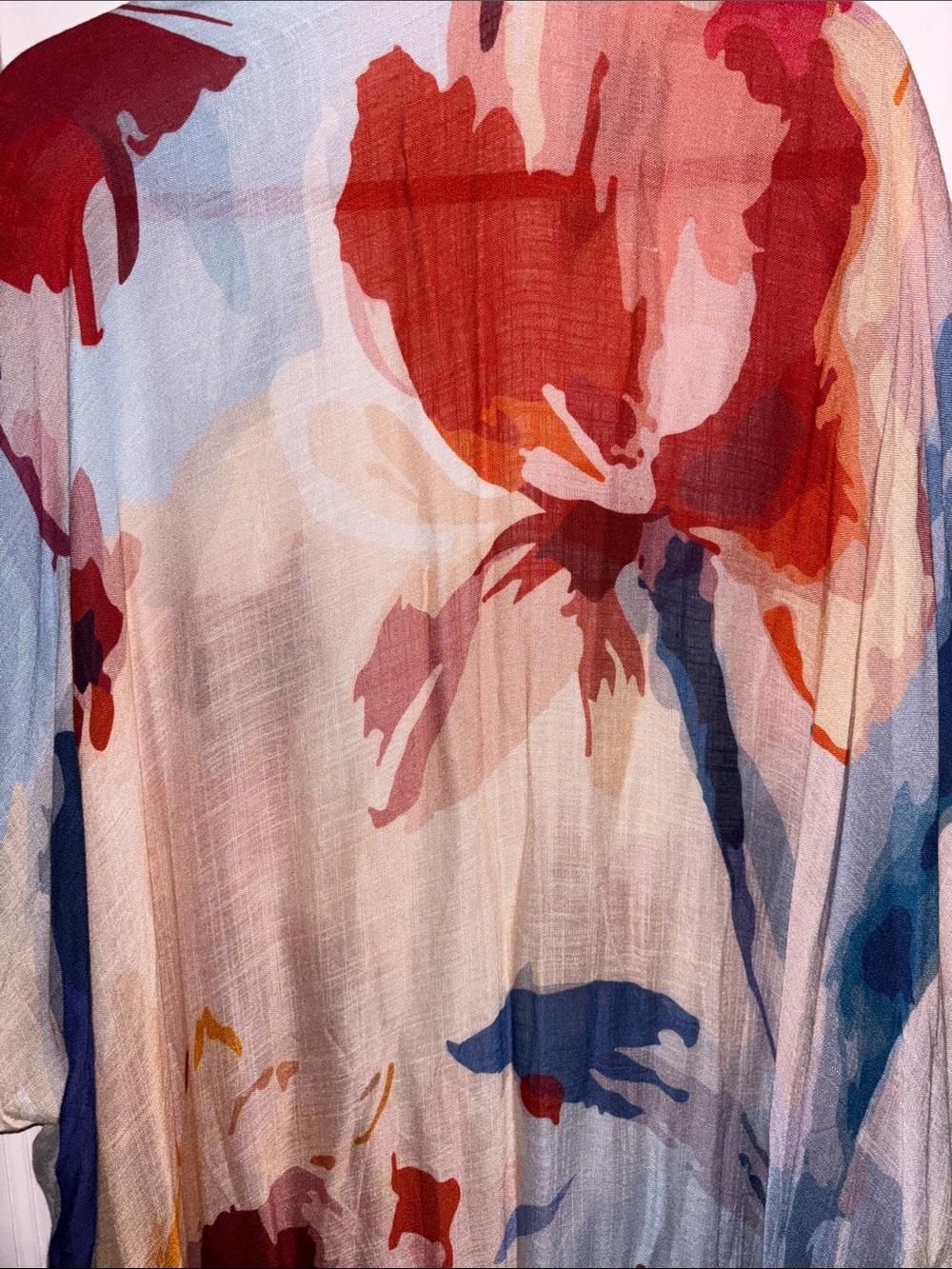 Floral Watercolor Kimono Cover-Up in Rust & Blue, NWT - Picture 7 of 10